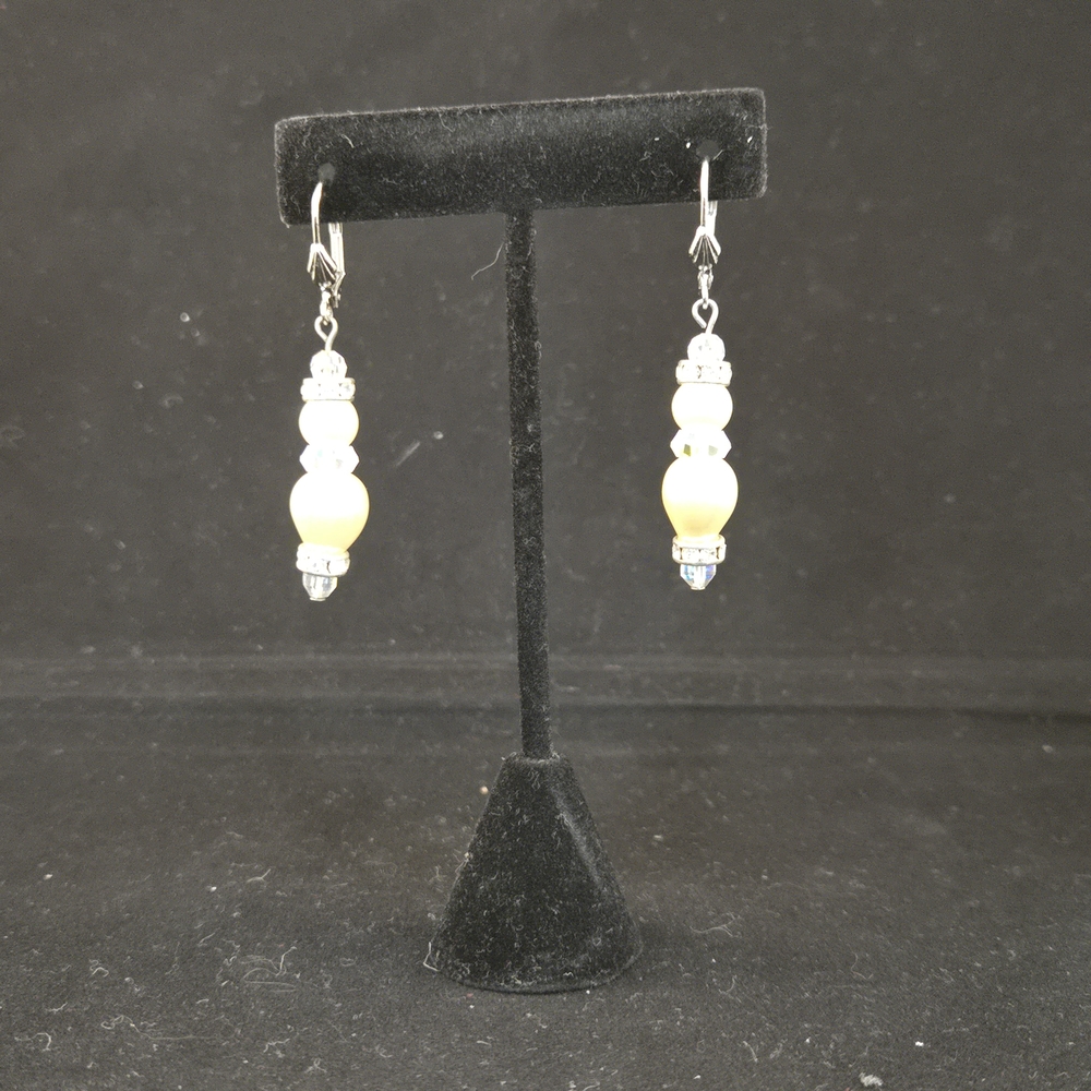 Chic Silver and Cream Drop Earrings